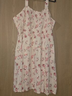 Maurices Cream Midi Dress with Pink Floral Print